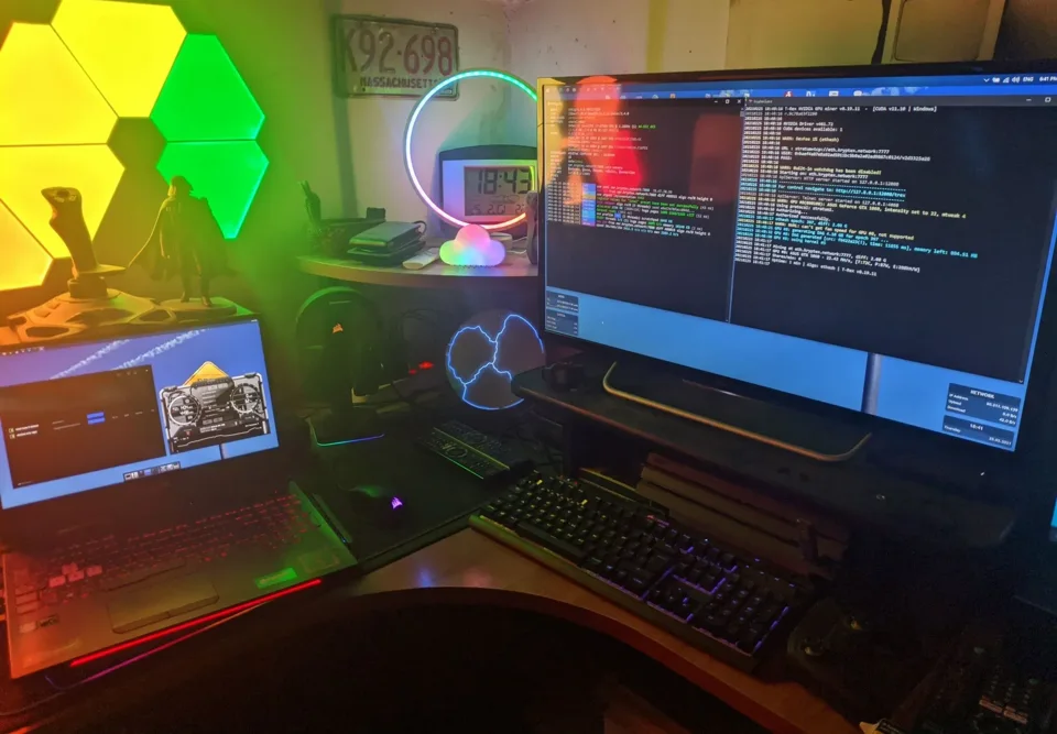 Multi-screen workstation running software and video