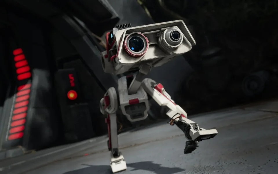 Robot with a graphics card inspired head